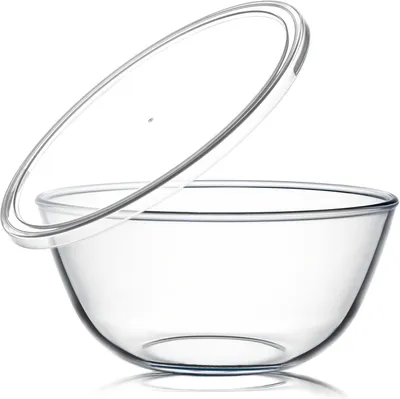 Produktbild von Große Glas-Mischschüssel Mit Deckel 4,7 Quart, Hochwertiges Borosilikatglas, Für Salat Und Zubereitung