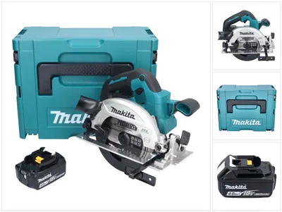 Image de Makita DHS 661 M1J scie circulaire portative sans fil 18 V 165 mm Brushless + 1x batterie 4,0 Ah + Makpac - sans kit chargeur