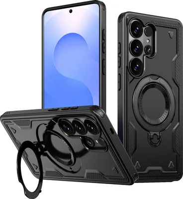 Produktbild von Dual Layer Hülle für Samsung Galaxy S26 Ultra mit Ring Ständer Magnetisch Stoßfest Handyhülle Schwarz