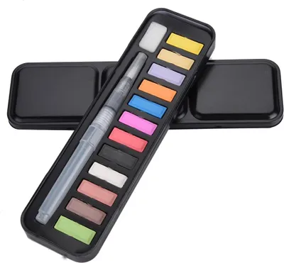 Produktbild von Feste Aquarellfarbe Set Lösliches Pigment Zeichnen Malerei Pinselfarbe (12 Farben)