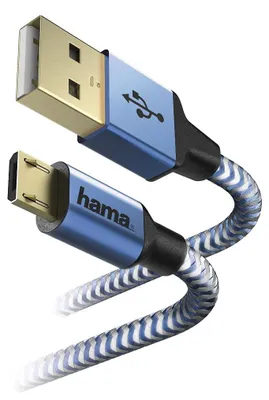 Obrázok produktu pre Hama 00178289, 1,5 m, USB A, Micro-USB B, USB 2.0, Samec/samec, Modrá