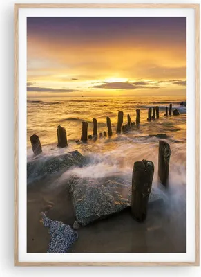 Produktbild von Gerahmtes Poster - Rahmen in heller Eiche - baltisch meer Mole Landschaft - 70x100 cm - Wand Bild - Wanddeko - Wandbilder - Wandposter - Bilderrahmen - Bilder - Kunstdruck - P2NPA70x100-3092