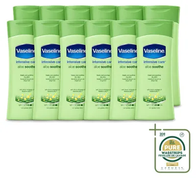 Obrázok produktu pre 12 kusov balenia lotionu na telo Vaseline Aloe Soothe, 200 ml - zásobný balík