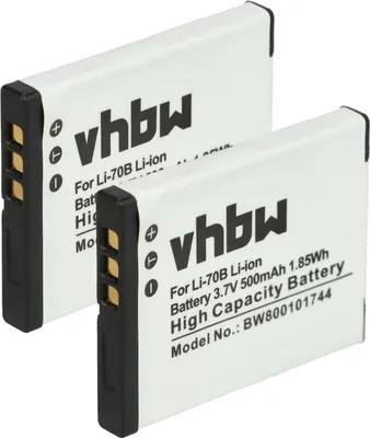 Produktbild von vhbw 2x Akku Ersatz für Olympus Li-70B für Kamera (500 mAh, 3,7 V, Li-Ion)