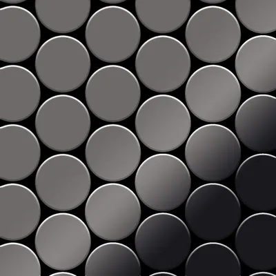 Produktbild von Mosaik Fliese massiv Metall Titan hochglanz dunkelgrau 1,6mm Medallion-Ti-SM