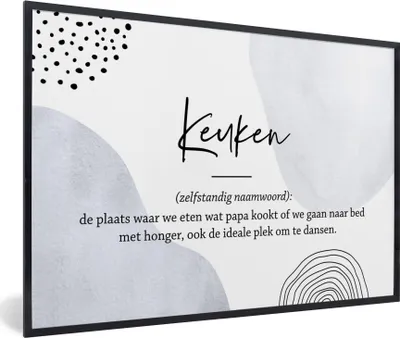 Produktbild von MuchoWow® Gerahmtes Poster küche - papa - zitate - küchen definition - sprichwörter - Wörterbuch 30x20 cm - Poster mit Schwarzem Bilderrahmen Wandposter Rahmen Foto Bilder - Kunstdruck - Bild-Poster