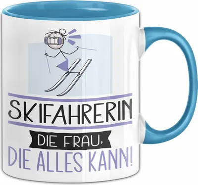 Produktbild von Skifahrerin Geschenk Tasse Becher Die Frau Die Allen Kann Geschenkidee für eine Skifahrerin Lustig (Blau)