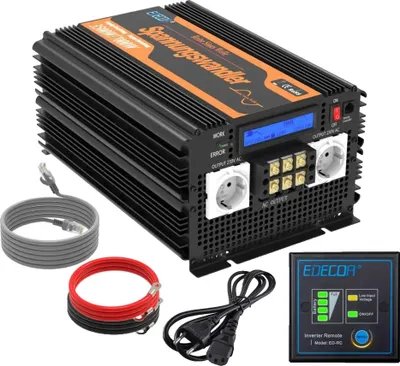 Immagine prodotto di Inverter EDECOA UPS, potenza 3500W, onda sinusoidale pura, 12V, 220-240V, GERMANIA