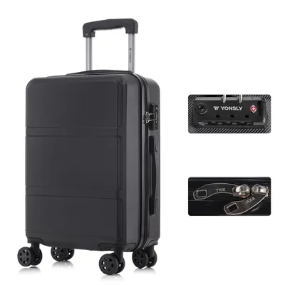 Produktbild von Premium Reisekoffer TSA-Schloss,YKK-Reißverschluss Hartschalen-Koffer Trolley Kabinenkoffer Rollkoffer Suitcase Handgepäck 4 Rollen (Schwarz, XL)
