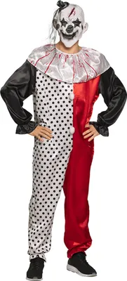 Produktbild von Boland Psycho Clown Kostüm Männer Weiß/Rot Größe 50/52/54