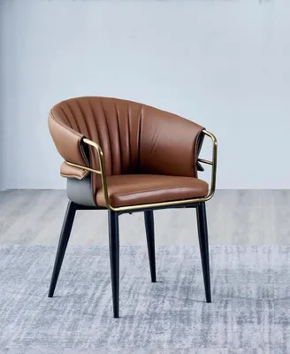 Produktbild von Brauner Lederstuhl Designer Esszimmer Möbel Holzstühle Textil Stühle