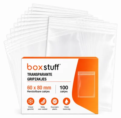 Produktbild von Boxstuff - Grifftaschen 60 x 80 mm - Transparent - 100 Stück