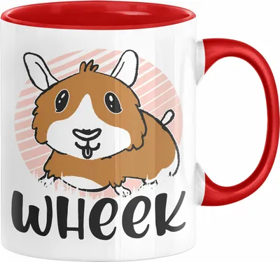 Produktbild von Meerschweinchen Geschenk Tasse Spruch Meerschweinchen-Besitzerin Geschenkidee Kaffee-Becher Wheek (Rot)