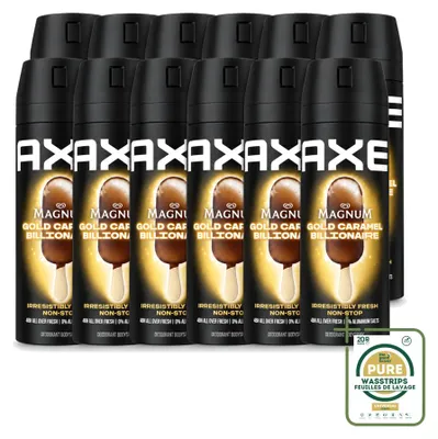 Productafbeelding van 12 x Axe Magnum Gold Caramel Billionaire Deodorant Bodyspray 150 ml - Voorraadpakket - 12 stuks
