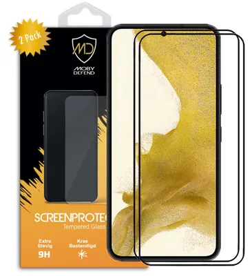 Productafbeelding van 2-Pack MobyDefend Screenprotectors - Geschikt voor  Samsung Galaxy S22  -  Screensavers Met Zwarte Randen - Gehard Glas