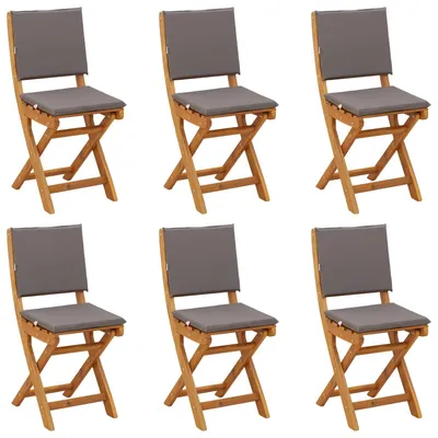 Image de vidaXL : 6 chaises de jardin bistrot, couleur gris foncé, en bois d'acacia massif