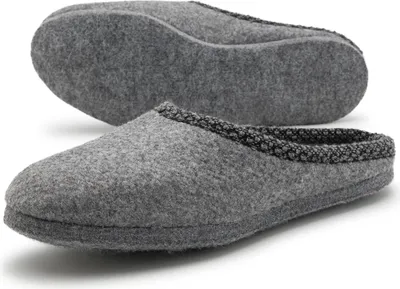 Produktbild von PANTOFFELMANN Filzpantoffeln Filzsohle Herren Damen Filzlatschen graue Bordüre Pantoffel Hausschuhe grau 43/44