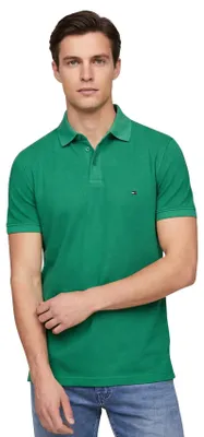 Produktbild von Tommy Hilfiger Polo grün einfarbig normale Passform Piqué