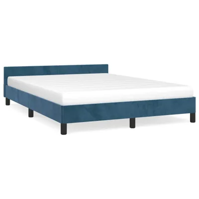 Produktbild von vidaXL Bettgestell ohne Matratze Dunkelblau 140x190 cm Samt