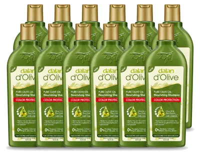 Imagen del producto de 12 champús Dalan d'Olive para proteger el color del cabello dañado, 400 ml - Paquete económico - 12 unidades