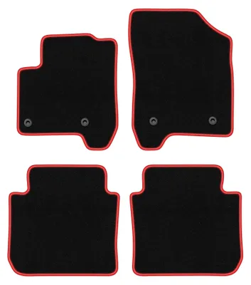 Produktbild von Velours-Fußmatten für Citroen C3 Picasso 2008-2017 (Minvan) – 4-tlg, Schwarz/Rot, passgenau – Wielganizator CARLUX