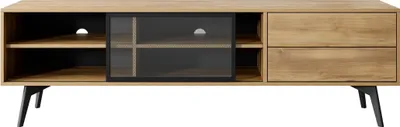 Produktbild von Furniture24 Fernsehschrank Slide Rtv-180 Tv Lowboard Mit Schiebetüren Barock Gold Eiche