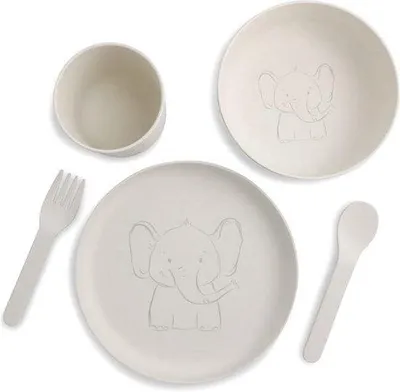 Produktbild von Kunststoff-Kinderteller mit Olifantmotiv, Tellergröße 20 cm, ideal für Kinderfrühstück, grünes Design, biologisch abbaubares Material, Geschenkidee für Kinder