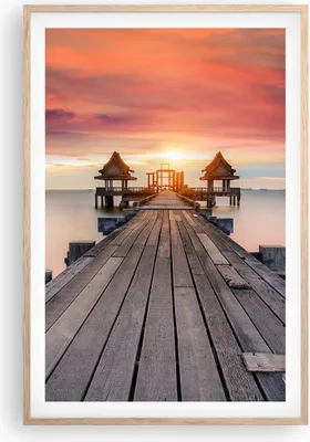 Produktbild von Gerahmtes Poster - Rahmen in heller Eiche - Brücke Holz Spaziergang - 61x91,5 cm - Wand Bild - Wanddeko - Wandbilder - Kunstposter - Wandposter - Bilderrahmen - Bilder - Kunstdruck - P2NPA61x91-4916