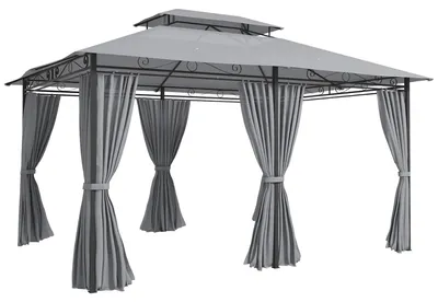 Produktbild von Gartenpavillon,OutdoorPavillonmitVorhängen,belüftetemDach,Dunkelgrau