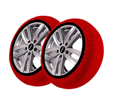 Produktbild von Schneeketten Textilschneeketten Anfahrhilfe Stoffketten Snowsocks Aus Stoff 2 Stück Rot Größe M 13"-18"