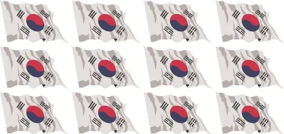 Produktbild von Mini Aufkleber Set - Pack wehend - 50x31mm - selbstklebender Sticker - Südkorea - Flagge / Banner / Standarte fürs Auto, Büro, zu Hause und die Schule - 12 Stück