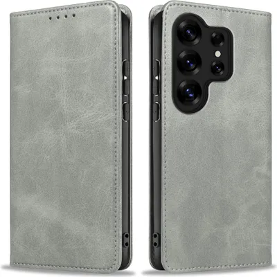 Produktbild von Handyhülle für Samsung Galaxy S26 Ultra Kunstleder Flip Cover Hülle Handytasche Case Kartenfach Farbe: Grau
