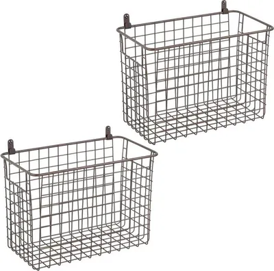 Produktbild von mDesign Wandregal Ablagekorb Aufbewahrung Organizer 2er Set Metall Bronze