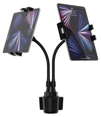 Image de Elzusha - Support double pour tablette et téléphone, avec long bras flexible et rotation à 360°