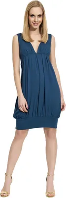 Immagine prodotto di Abito donna di media lunghezza con profondo scollo a V e arricciature; blu scuro M (38)