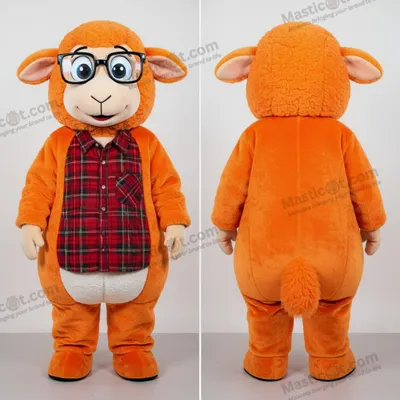 Produktbild von Rostorange MASTICOT flauschiger Merino-Schaf-Maskottchen