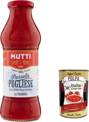 Produktbild von 12x Mutti Passata Pugliese di Pomodoro Tomatenpaste von Apulier Tomaten sauce 100% Italienisch 400g + Italian Gourmet polpa 400g