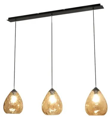 Immagine prodotto di Fabas Collezione Gisella Sospensione Ambra 3 Luci Stile Vetro Soffiato Moderne