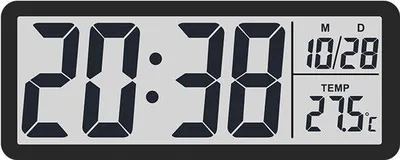 Produktbild von Digitale Wanduhr mit großen Ziffern, Temperaturanzeige und 12/24-Stunden-Anzeige - Schwarz für Büro, Wohnzimmer und Schlafzimmer.
