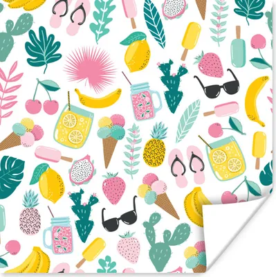 Produktbild von MuchoWow® Poster Sommer - Elemente - Muster 75x75 cm - Wand Dekoration