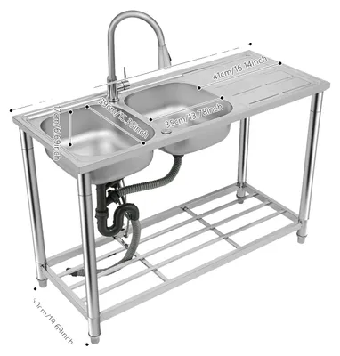 Obrázek produktu pro Dřez do kuchyně, dvojitý, baterie s výsuvem o 360°, stříbrná barva