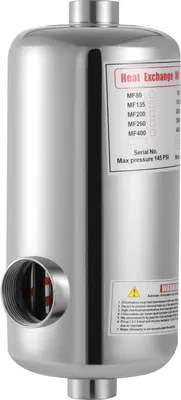 Obrázek produktu pro Ohřívač bazénu – elektrický ohřívač vody/výměník tepla – výkon 28 kW – nerezová ocel 304 – bazénový okruh 10 bar – okruh teplé vody 5 bar – leštěný
