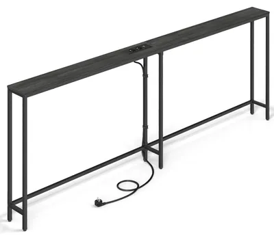 Produktbild von VASAGLE Schmaler Konsolentisch mit Steckdosen Regal hinter Sofa 200 x 15 x 80 cm Schwarz