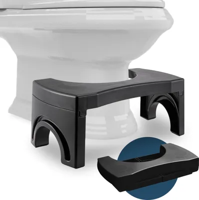 Produktbild von BUDDLEY® Klappbarer Toilettenhocker Schwarz – Squatty Toilet, Klappbarer WC-Hocker für Erwachsene und Kinder – Töpfchentraining – Toilettenhocker für