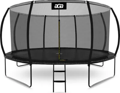 Produktbild von Aga SPORT EXCLUSIVE Trampolin, Kindertrampolin, Gartentrampolin mit Sicherheitsnetz 430 cm Schwarz + Schutznetz + Leiter