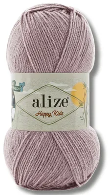 Obrázok produktu pre Alize 1x 100 g Happy Kids vlna, jednofarebná, na háčkovanie a pletenie (Dusty Lilac – 142)