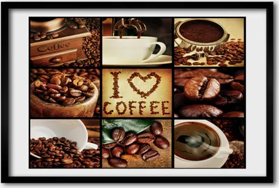 Produktbild von Bild 60x40 MDF-Rahmen, Wandkunst Kaffee collage