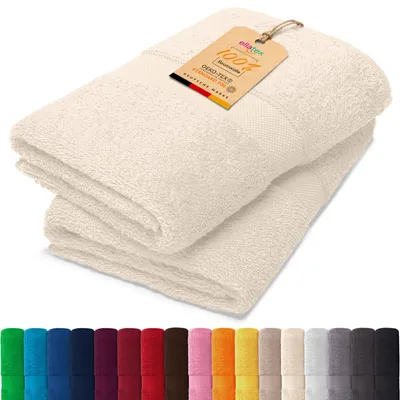 Produktbild von EllaTex PARIS 2er Set Duschtücher 70x140 cm – 100% Baumwolle, 500 g/m² Frottier, in Farbe: Creme
