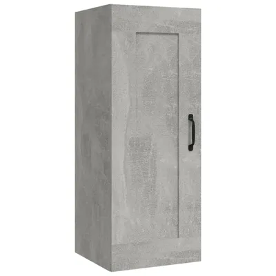 A single, tall, narrow cabinet with a concrete-like finish and a black handle is shown against a white background.