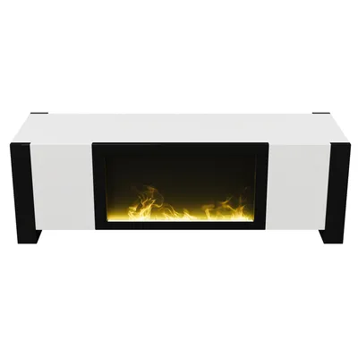 Produktbild von Merax TV-Schrank mit elektrischem Kamin-Flammeneffekt – Hochglanz Lowboard mit Stauraum, moderne Wohnwand für Wohnzimmer